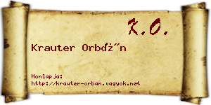 Krauter Orbán névjegykártya